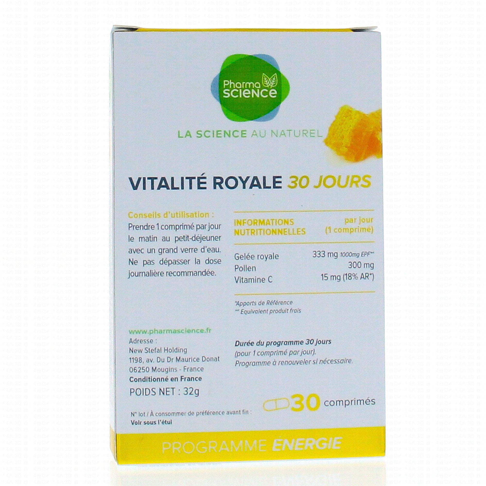 PHARMASCIENCE Vitalité royale 30 jours comprimés x 30 Parapharmacie