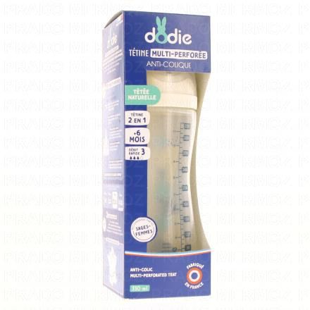 DODIE Biberon Tétine Multi-Perforée +6mois 330ml (bleu)