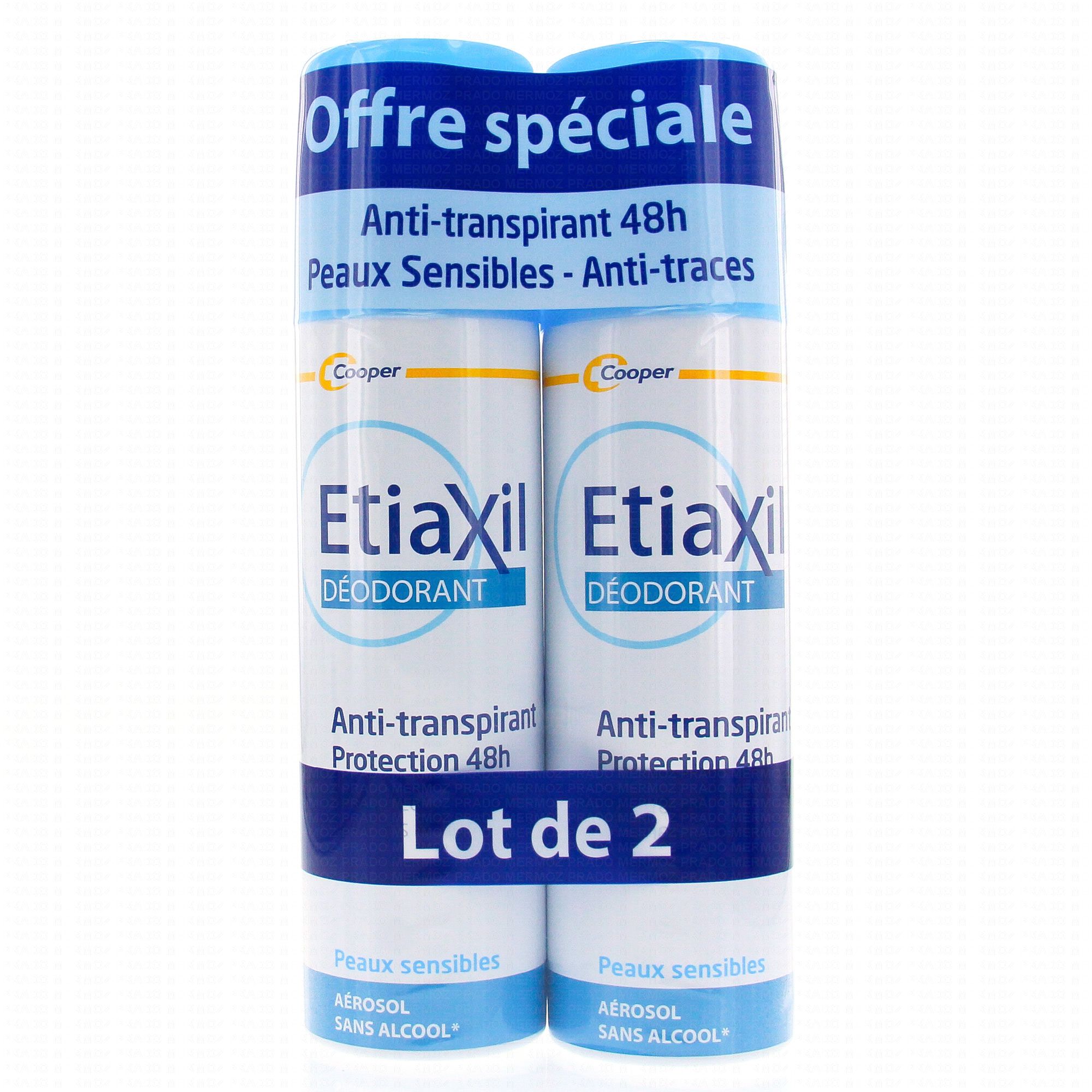 ETIAXIL Déodorant antitranspirant lot de 2 aérosols de 150ml