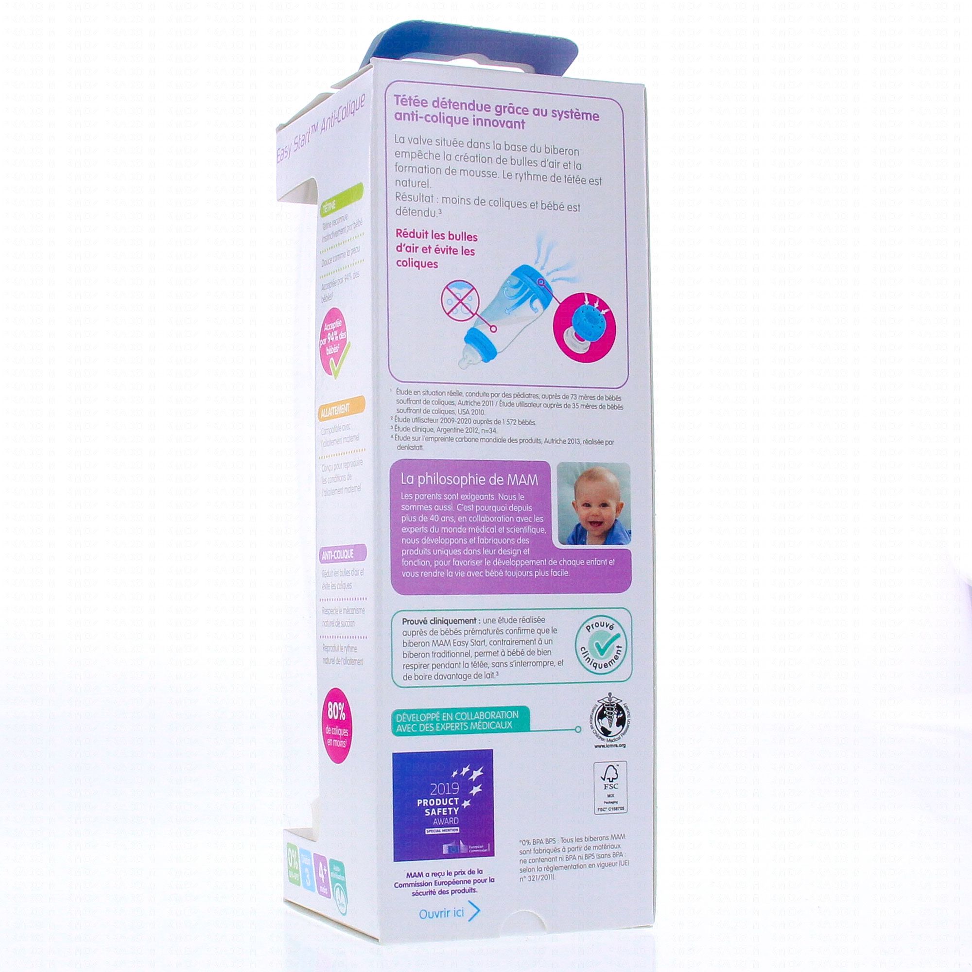 MAM Easy Start Anti-Colique Biberon Débit 3 2x320ml Violet/Blanc - Archange  Pharmacie en ligne