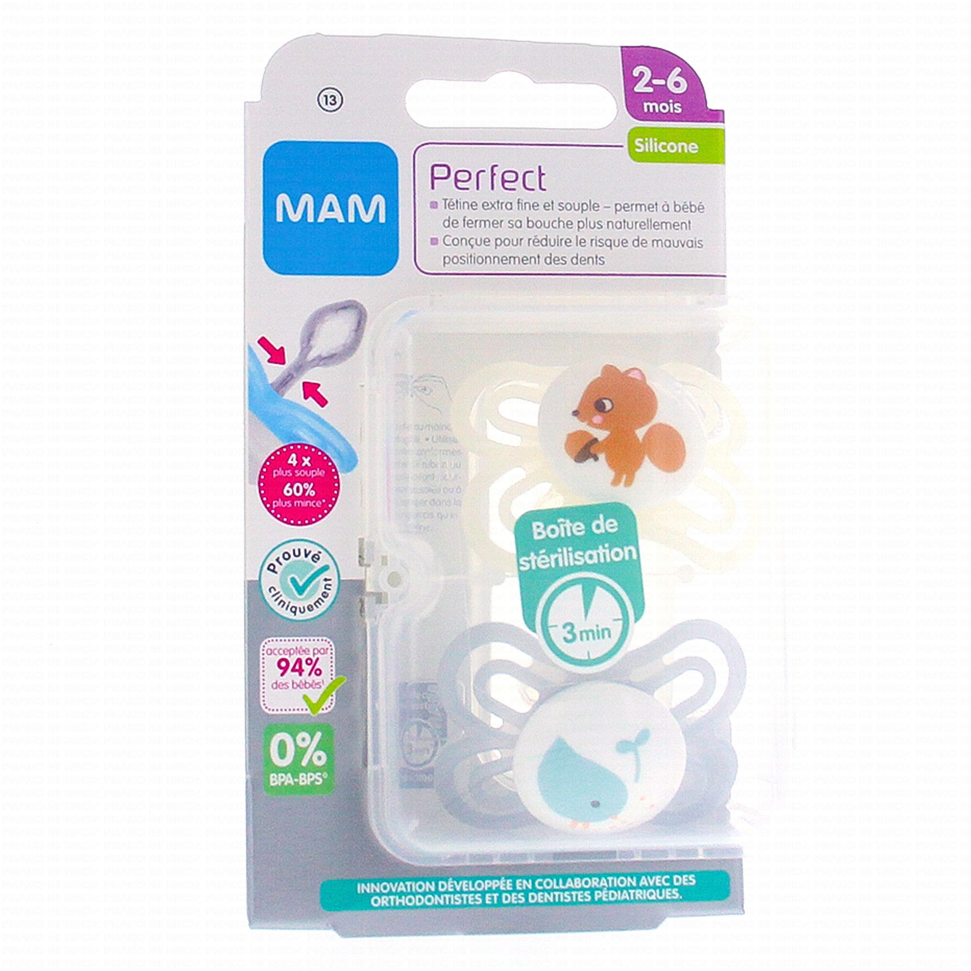 MAM Sucettes Perfect en silicone - Apaisement optimal pour les bébés