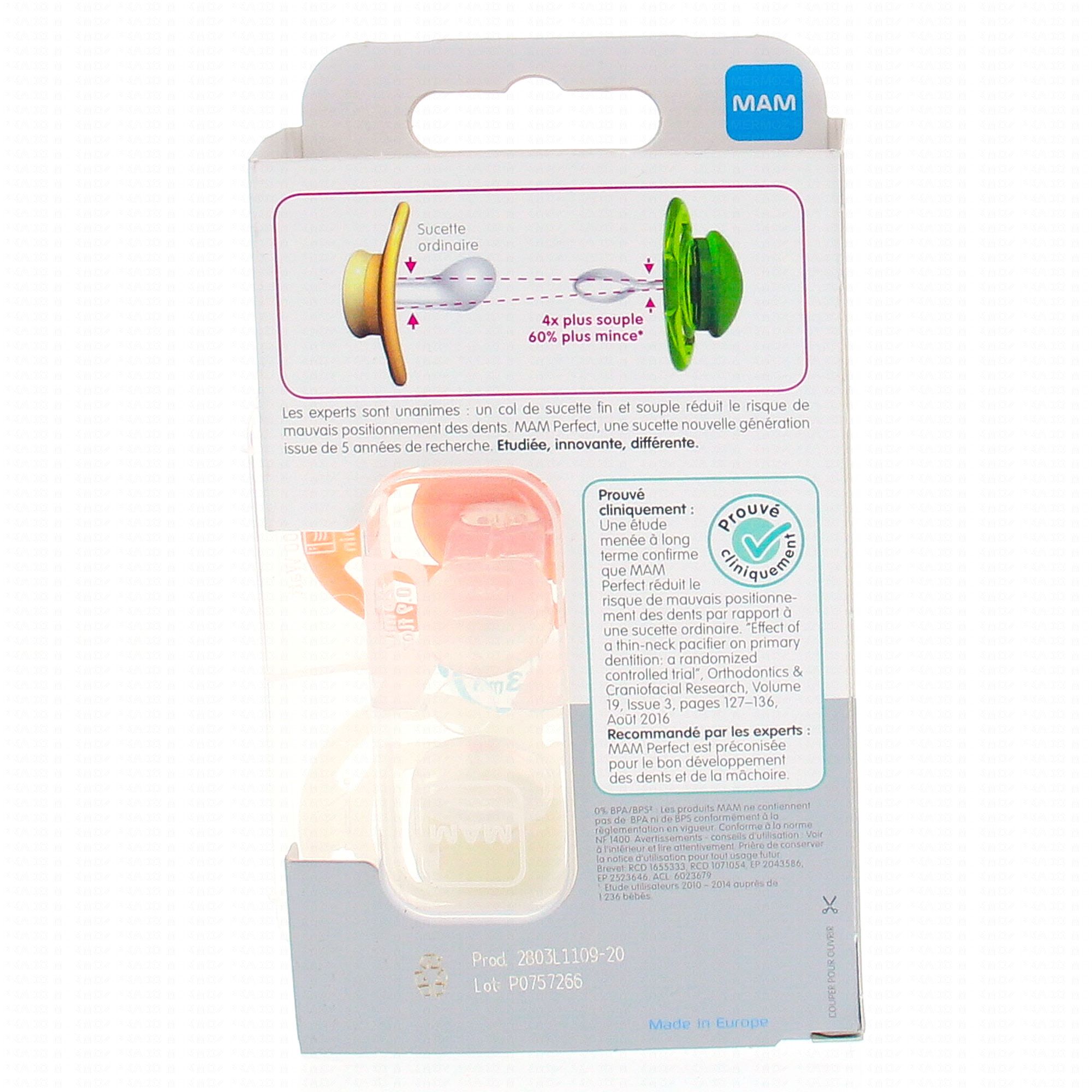 MAM N°70 Perfect Silicone 6+ Mois - 2 Sucettes
