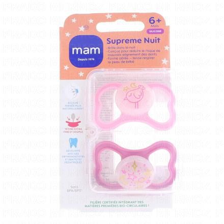 MAM Supreme Sucettes anatomiques silicone nuit +6mois X2