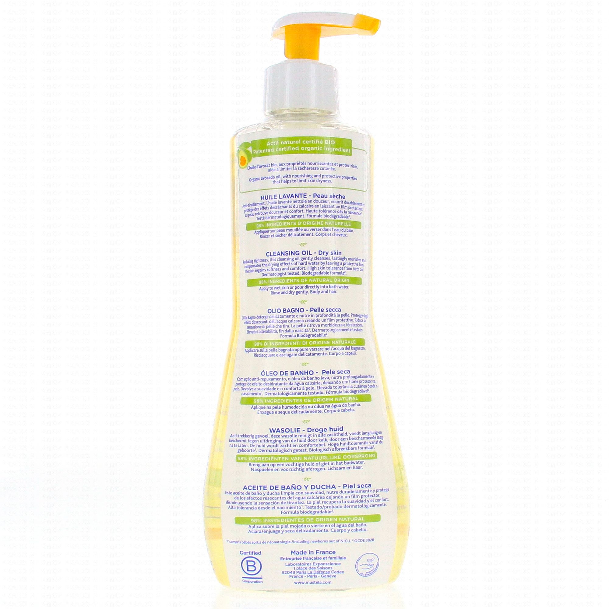 Mustela bébé huile lavante - 500ml - Pharmacie en ligne