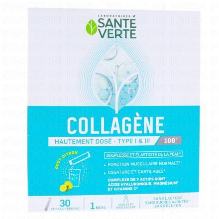 SANTE VERTE Collagène Poudre hautement dosé 10g gout citron x30 Sticks